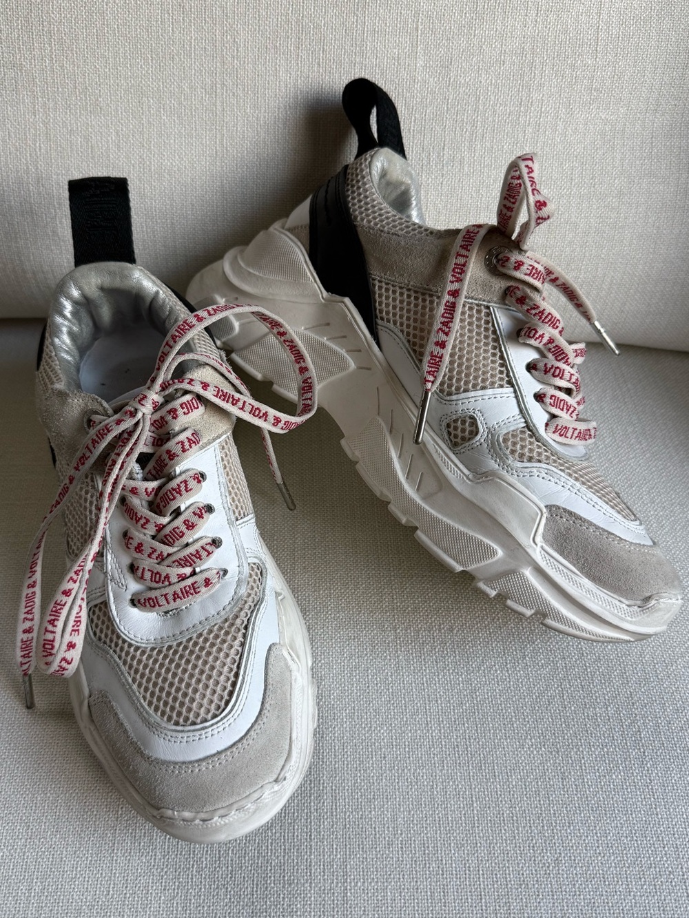 Zadig & voltaire future sneakers size 37 white platform chunky French leather
